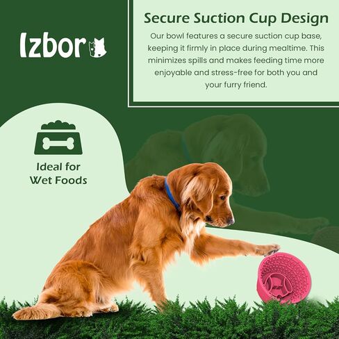 Silicone Slow Feeder Dog Bowl, Stimulating Tongue Design for Large & Small Breeds, Mess-Proof, Prevents Choking, Slow Down Eating, Ideal for Wet Foods, Easy Clean, Spatula & Brush Included (Red) in Saudi Arabia