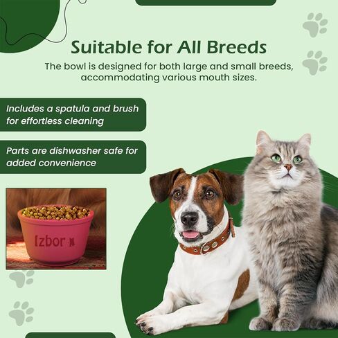 Silicone Slow Feeder Dog Bowl, Stimulating Tongue Design for Large & Small Breeds, Mess-Proof, Prevents Choking, Slow Down Eating, Ideal for Wet Foods, Easy Clean, Spatula & Brush Included (Red) in Saudi Arabia