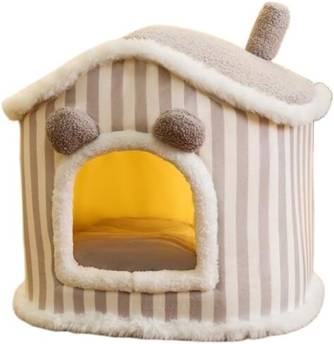 Cat House, Semi-Closed Cat Cave Bed with Removable Mat, Indoor Pet Tent for Dog and Cat (Gray) in Saudi Arabia