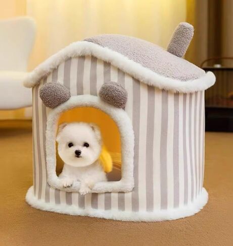 Cat House, Semi-Closed Cat Cave Bed with Removable Mat, Indoor Pet Tent for Dog and Cat (Gray) in Saudi Arabia