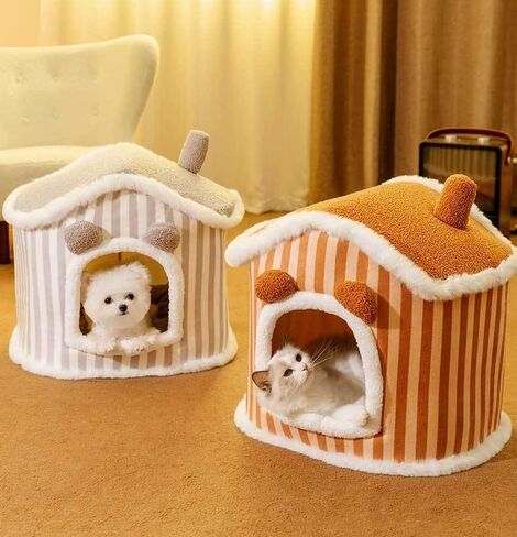 Cat House, Semi-Closed Cat Cave Bed with Removable Mat, Indoor Pet Tent for Dog and Cat (Gray) in Saudi Arabia