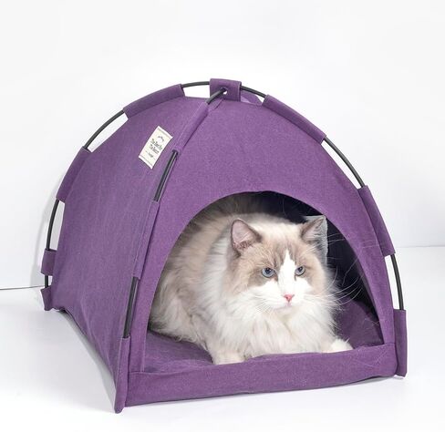 Cat Bed for Indoor Cats, Cat Houses, pet beds for cat and Small Dogs,Cat Tent, Kitten Bed, Cat Hut, Cat Cave with Removable Washable (Purple) in Saudi Arabia