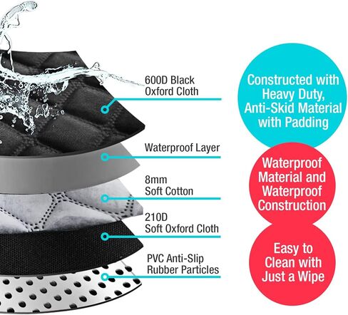 أرجوحة الكلب شديدة التحمل للمقعد الخلفي تسمح بالوصول إلى مقعد الركاب مع الحيوانات الأليفة؛ غطاء مقعد طويل مع نافذة شبكية شفافة لمكيف الهواء؛ مقاوم للماء ومقاوم للخدش ومضاد للانزلاق - سيارة، سيارات الدفع الرباعي، أسود (1410002SE) in Kuwait