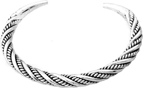 Men's 925 Sterling Silver Bangle Braided Rope Silver Cuff Bangle for Men - Ideal gift for him in Saudi Arabia