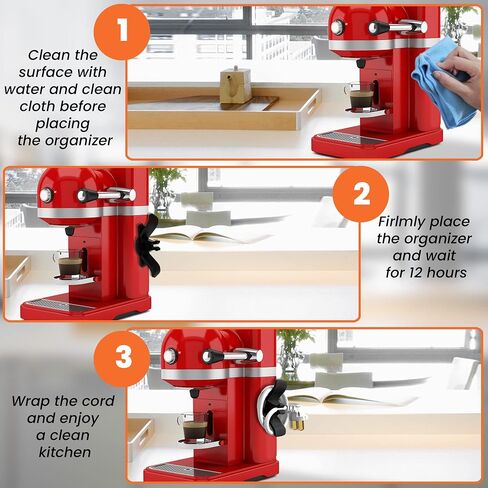 Cord Organizer for Appliances, Upgraded Ultra durable 3M gel sticker, cord keeper, cord winder for appliances Coffee Maker, Blender, Mixer, Air Fryer (Black) in Saudi Arabia