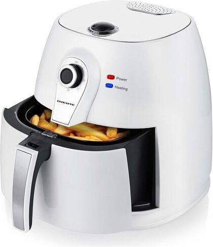 OVENTE Mini Air Fryer, 700W Power with 1 Liter Capacity, Indicator Lights, Adjustable Temperature & Timer, Perfect for Personal Use to Cook Healthy and Oilless Fry, Bake & Roast Food, White FAM21101W in Saudi Arabia