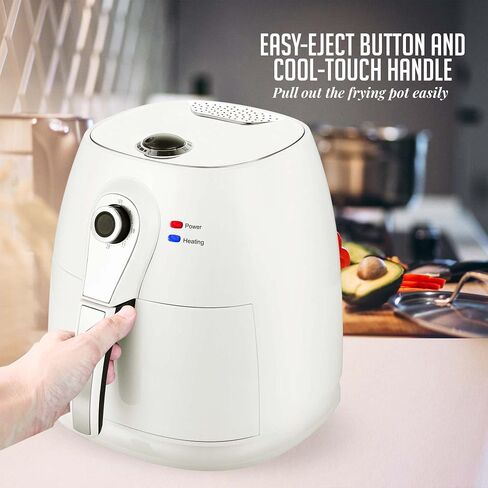 OVENTE Mini Air Fryer, 700W Power with 1 Liter Capacity, Indicator Lights, Adjustable Temperature & Timer, Perfect for Personal Use to Cook Healthy and Oilless Fry, Bake & Roast Food, White FAM21101W in Saudi Arabia