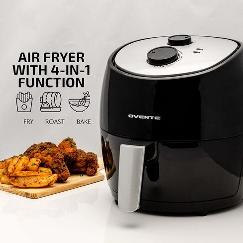 OVENTE Mini Air Fryer, 700W Power with 1 Liter Capacity, Indicator Lights, Adjustable Temperature & Timer, Perfect for Personal Use to Cook Healthy and Oilless Fry, Bake & Roast Food, White FAM21101W in Saudi Arabia