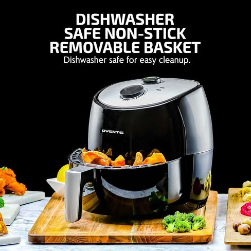 OVENTE Mini Air Fryer, 700W Power with 1 Liter Capacity, Indicator Lights, Adjustable Temperature & Timer, Perfect for Personal Use to Cook Healthy and Oilless Fry, Bake & Roast Food, White FAM21101W in Saudi Arabia