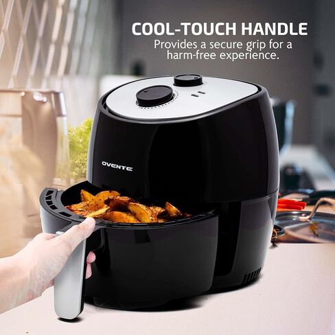 OVENTE Mini Air Fryer, 700W Power with 1 Liter Capacity, Indicator Lights, Adjustable Temperature & Timer, Perfect for Personal Use to Cook Healthy and Oilless Fry, Bake & Roast Food, White FAM21101W in Saudi Arabia