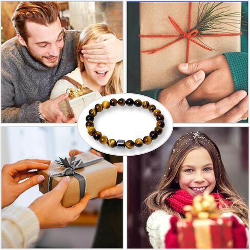 Triple Protection Bracelet Handmade Tigers Eye Black Obsidian Stretchable 8mm Crystal Beads Bracelet for Men Women Natural Stone Jewelry Bring Luck Prosperity and Happiness (Tricolor) in Saudi Arabia