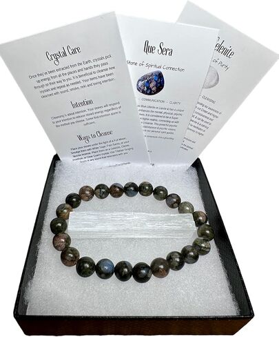 مجموعة هدايا سوار Que Sera القابل للتمدد مقاس 8 مم من Doc Willard's Charged مع قطعة سيلينيت و3 بطاقات معلومات in Kuwait