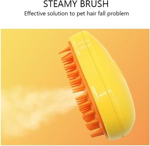 Steamy Brush, 3 In1 Spray Cat Brush, Steamy Pet Brush for Massage, Self Cleaning, Pet Grooming Brush for Removing Tangled and Loose Hair. (Yellow) in Saudi Arabia