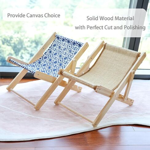 Cat Hammock, Cat Furniture, Mini Beach Chair for Cat, Relaxation Cat Bed with Durable and Non-Shedding Sisal Scratcher, Wood Cat Chair for Indoor Cats (Brown, Sisal Scratcher) in Saudi Arabia