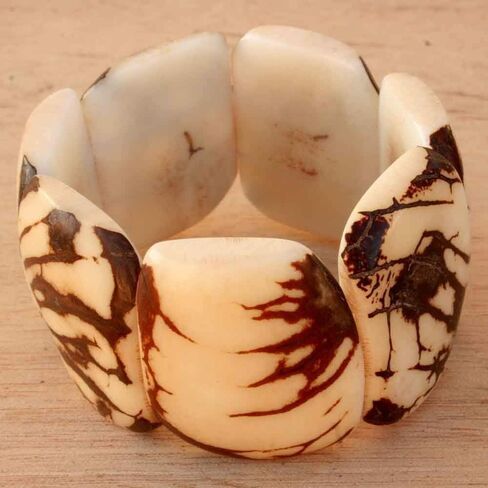 Rustic Off White Chunky Tagua Bracelet, Artisan Handcrafted Jewelry for Women in Saudi Arabia