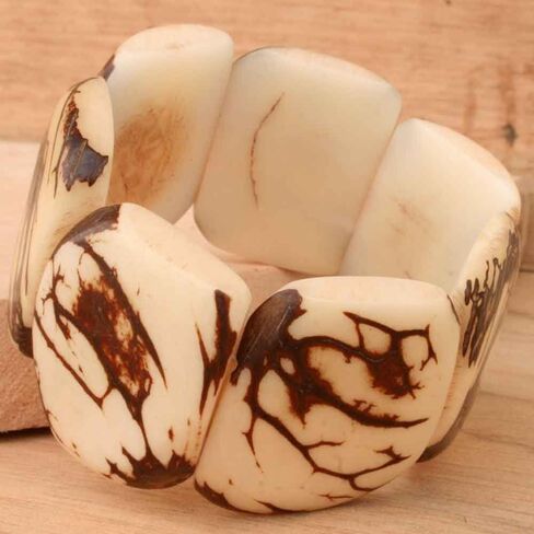 Rustic Off White Chunky Tagua Bracelet, Artisan Handcrafted Jewelry for Women in Saudi Arabia