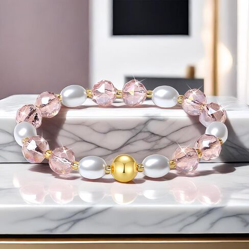 10mm اليدوية الملونة بلينغ مطرز أساور كريستال شل اللؤلؤ تمتد مجوهرات للنساء (أبيض) in Kuwait