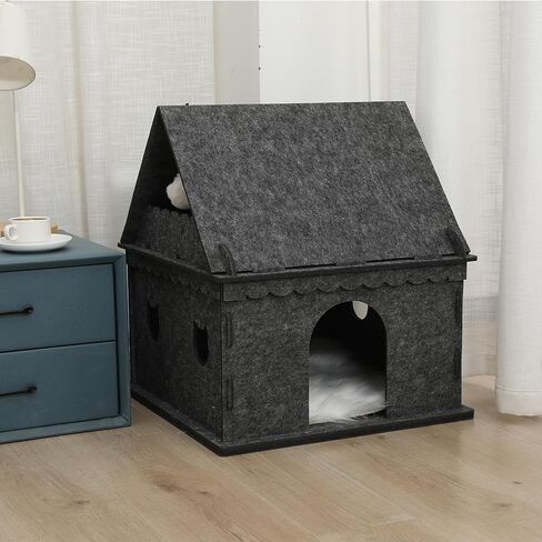 2-Storey Cat House for Indoor Cat Condos,Pet Cat Bed Cat Hideaway Strong Cat Castle for Multiple & Large Cats in Kuwait
