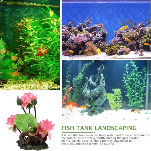 Balacoo Aquarium Artificial Lotus Flowers Fish Tank Water Lily Aquarium Landscape Ornament Fish Tank Decorations Desk Tabletop Decoration, 12X9.5X20CM (FEL3MGLB0SNA251K14237EH) in Saudi Arabia