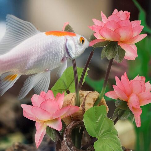 Balacoo Aquarium Artificial Lotus Flowers Fish Tank Water Lily Aquarium Landscape Ornament Fish Tank Decorations Desk Tabletop Decoration, 12X9.5X20CM (FEL3MGLB0SNA251K14237EH) in Saudi Arabia