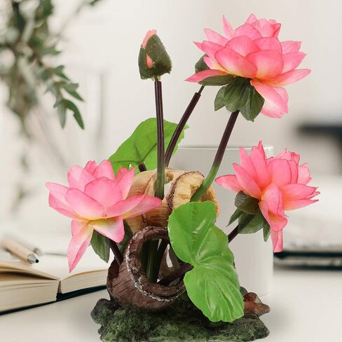 Balacoo Aquarium Artificial Lotus Flowers Fish Tank Water Lily Aquarium Landscape Ornament Fish Tank Decorations Desk Tabletop Decoration, 12X9.5X20CM (FEL3MGLB0SNA251K14237EH) in Saudi Arabia