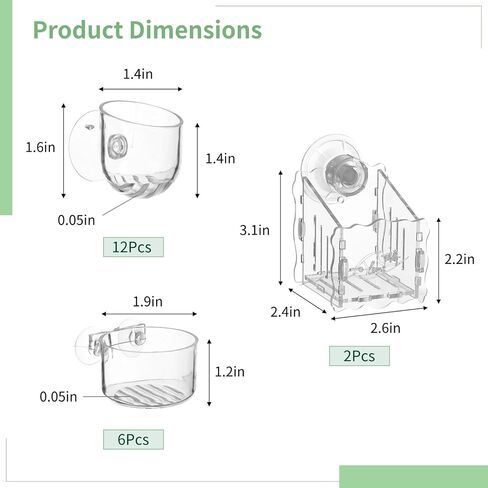 Aquatic Plant Cups with Hole -20 Pcs Transparent Aquarium Plant Holder,Acrylic Aquatic Plant Pot with Suction Cups,Fish Tank Plant Holder,Aquarium Decoration 3 Shapes in Saudi Arabia