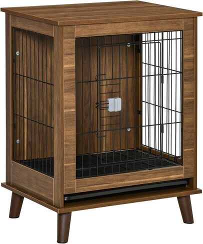 PawHut Dog Crate Furniture End Table Pet Kennel مع أبواب قابلة للقفل، للكلاب الصغيرة في الداخل، بني in Kuwait