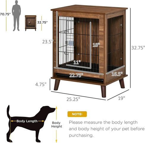 PawHut Dog Crate Furniture End Table Pet Kennel مع أبواب قابلة للقفل، للكلاب الصغيرة في الداخل، بني in Kuwait