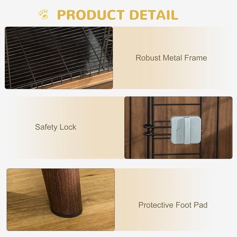 PawHut Dog Crate Furniture End Table Pet Kennel مع أبواب قابلة للقفل، للكلاب الصغيرة في الداخل، بني in Kuwait