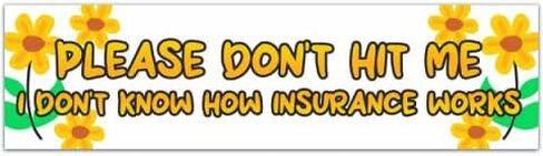 Please Don't Hit Me I Don't Know How Insurance Works/Funny Bumper Sticker/Car Decal/Vinyl Decals For Your Car/Trendy Car Accessories [00345] in Saudi Arabia