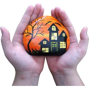 Haunted House hand painted rocks for indoor and outdoor use decor, Halloween Decorative, Large Size (4" x 5") in Saudi Arabia
