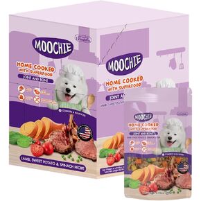 MOOCHIE Home Cooked Superfood Natural Wet Dog Food Recipe - Joint & Bone - Made with Lamb, Sweet Potato and Spinach - No Added Preservatives or Artificial Flavoring - 9 oz x 6 Pouches
