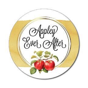 36 2.5-inch Apple Wedding or Anniversary Party Favor Stickers - Appley Ever After
