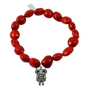 Peruvian Gift Owl Charm Stretchy Bracelet for Women - Meaningful Good Luck, Prosperity, Love, Happiness Huayruro Red Seeds - Owl of Wisdom Gift Charm - Handmade Jewelry By Evelyn Brooks