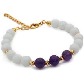 Natural Gemstone Bracelets Jade and Pink Quartz, Special Handmade, Stylish Adjustable, With Gold Plated Metarial, Gift for Women, Yoga Meditation Bracelet, Crystals and Healing Stone - Green Pink in Saudi Arabia