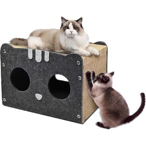 بيت القطط من الورق المقوى | صالة خدش القطط، بيت خدش القطط من الورق المقوى المموج مع 3 قطع من وسادات الخدش، عمود خدش للقطط مع فتحة للقطط الداخلية (15.5 بوصة طول × 9.6 بوصة عرض × 10.6 بوصة ارتفاع) in Kuwait