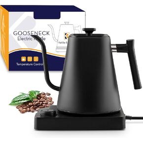 KETTLE & BLOOM Electric Kettle - Precise Pour Gooseneck Spout, Custom ±1℉ Temperature Control, Quick Hot Water Boiler, Ideal Pour Over Coffee & Tea Brewing, 100% Stainless Steel Inner Pot, Black, 1L