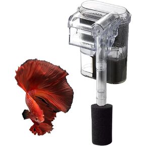 Quiet Hang on Aquarium Filter for Betta, Slim HOB Fish Tank Filter for 3-10 Gal Planted Aquariums & Aquascaping with 1 Pre-Filter Sponge ，Adjustable Flow，250L/H