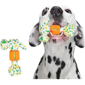Dog Chew Toy, Biodegradable Two Kinds of Chewing Intensity Camouflage Color Dog Toy for Aggressive Chewers, Indestructible, white、orange、yellow、green