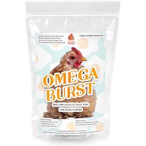 Pampered Chicken Mama Omega 3 with BSFL Chicken Feed Supplement & Duck Treat for Great Eggs - Omega Burst (4 pounds)