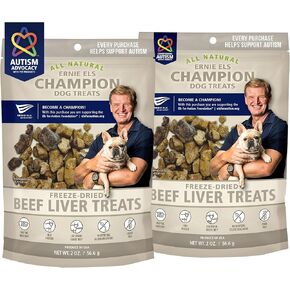 Ernie Els Premium Freeze-Dried Beef Liver Dog Treats - Nutritious Liver Snack for Training & Rewarding (Pack of 2)