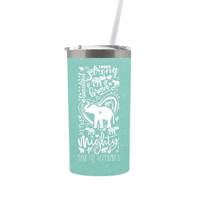 Elephant Gifts for Girls and Women Birthday Ideas Travel Tumbler or Coffee Mug for Her With Lid and Straw Mint 0314
