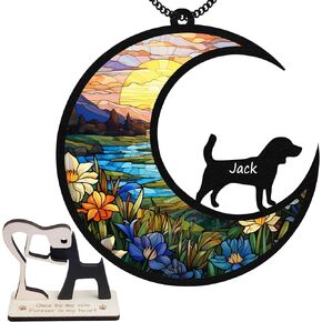 6 '' البيجلز الكلب التذكاري Suncatcher & خشبية الكلب باو المفاتيح شخصية اسم الكلب زخرفة نافذة معلقة الحيوانات الأليفة من فقدان الكلب هدية التعاطف لمحبي الكلاب سيارة معلقة SCD-B11-6-46