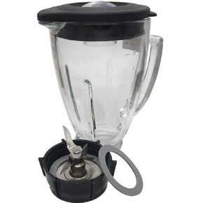 Joystar 6-Cup dishwasher safe glass jar with Stainless Steel 6-point Ice Crushing Blade add Blender Jar Bottom Cap,Compatible with oster Blenders 006803-000-NP0; 006803-000-N01; 006811-C00-NP0