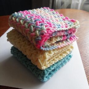 Cotton Crochet Dish Rag Reusable Dish Cloths Widely Use Set 3 Absorbent Napkins Rainbow Square