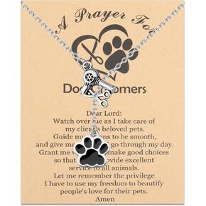 MYOSPARK Dog Groomer Gift Dog Paw Print Pendant Y Necklace Dog Hairdresser Gift Dog Groomer Thank You Gift