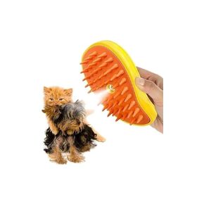 Dog and Cat Steam Brush - 3 in 1 Dog Hair Comb for Massage -Self Cleaning Steam Dog and Cat Brush for Massage, Cat Steam Brush for Removing Loose Hair (Yellow)