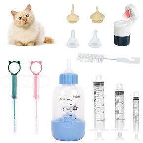 Nursing Bottle Kit, Includes Puppy and Kitten Bottle, Solid Pet Pill Shooters, Liquid Syringes and Pill Grinder, for Feeding Small Pets That Need Hand Feeding Milk, Water and Pills, Easy and Durable in Kuwait