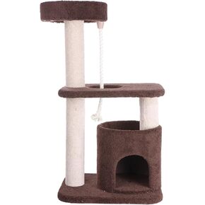 Armarkat 3-Tier Carpeted Cat Tree Condo F3703، شجرة أنشطة خشبية حقيقية للقطط، بني