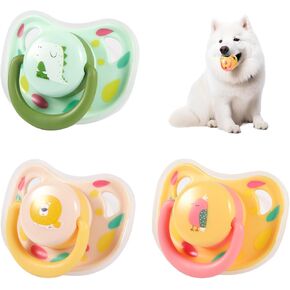 3pcs Dog Pacifiers, Silicone Puppy Kitten Calming Pacifier Cute Dog Pacifier Chew Toy Pacifier Dog Toy for Small Dogs Cats (3 Colors)